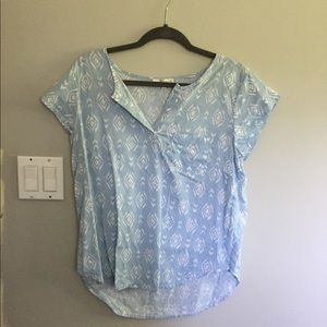 Blue ikat pattern shirt